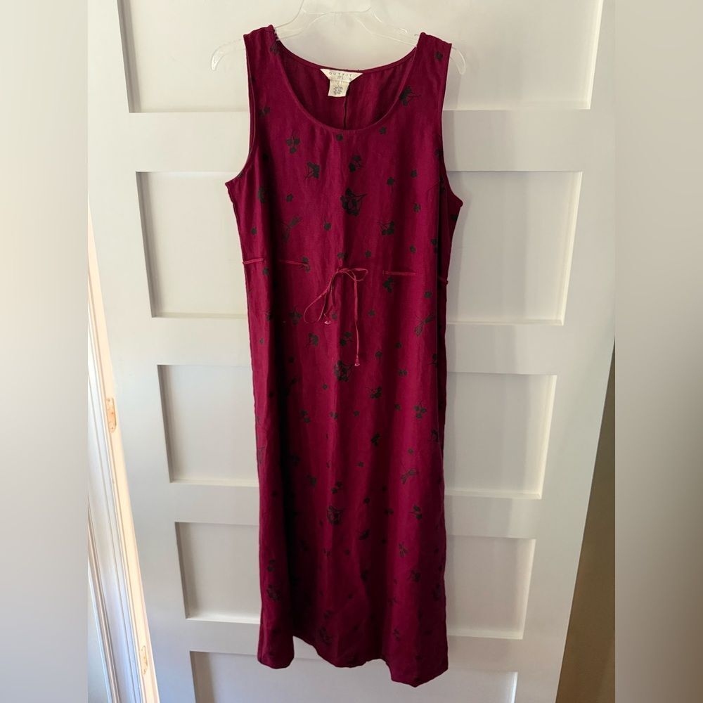 Outfit JPR Sleeveless Floral Burgundy Linen Maxi Dress